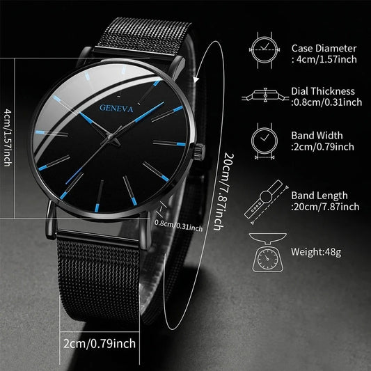 Waterproof Men's Stainless Steel Quartz Watch β Luminous Classic Business Analog Wristwatch