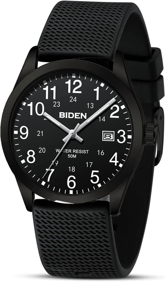 Men's Stainless Steel Analog Quartz Watch 38mm β Easy Reader Dial, Date Display, Expansion Band