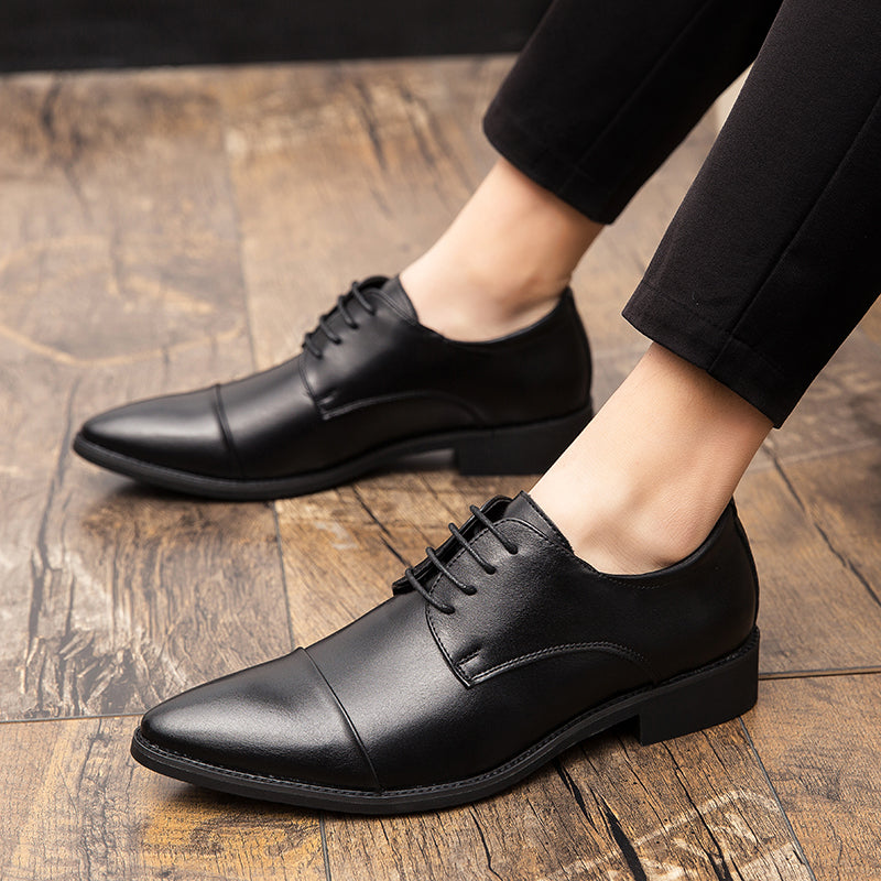 Redefining Sharpness: Classic Black Leather Derby Shoes