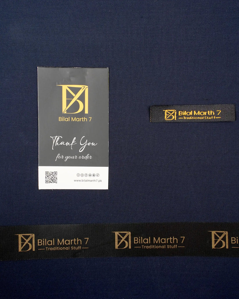 Navy Blue Egyptian Giza Fabric | Premium Men’s Unstitched Suit