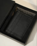 Walnut Premium Black Leather Card Holder – Slim & Stylish