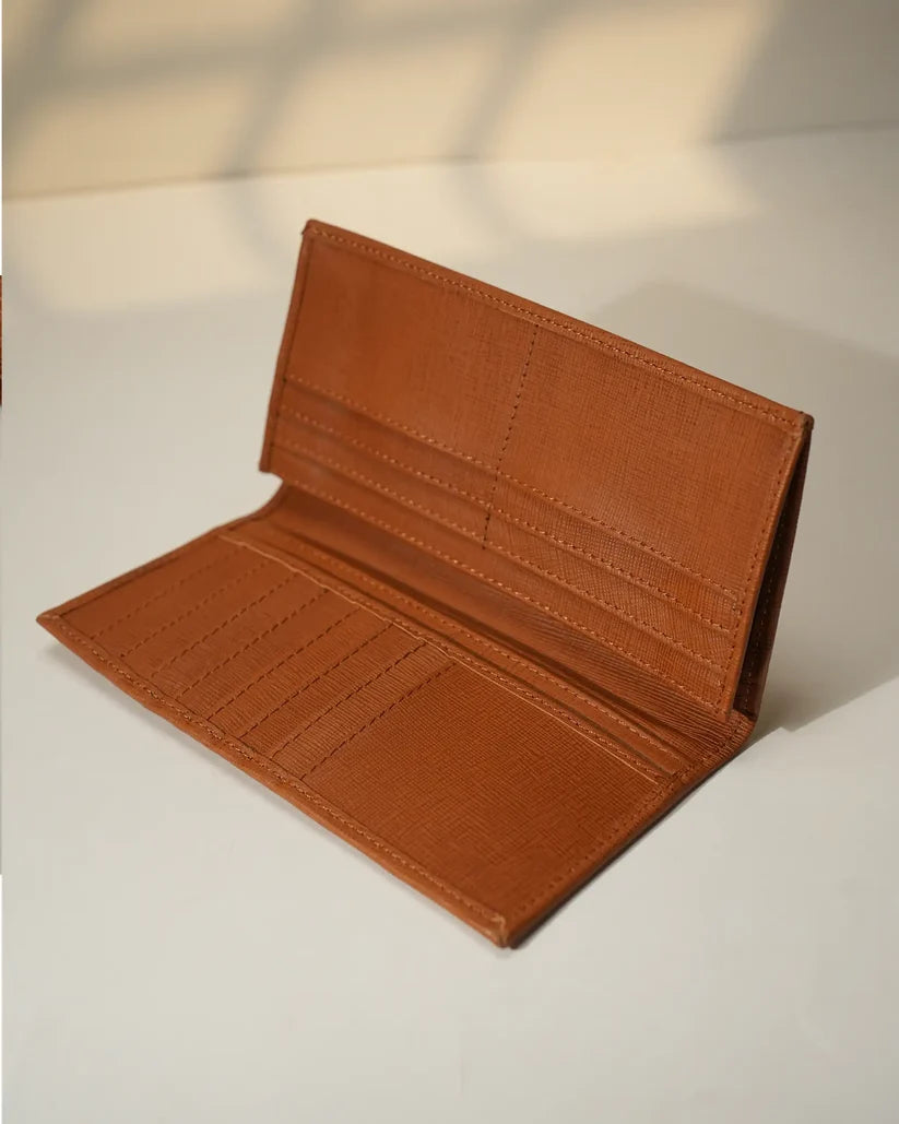 Matter Brown Leather Long Wallet for Men by BM7