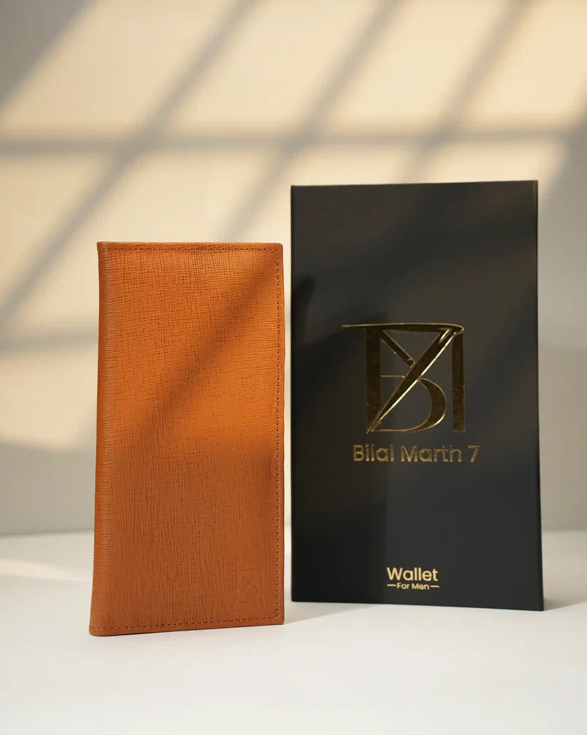 Matter Brown Leather Long Wallet for Men by BM7