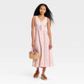 Women's Woven Button-Front Midi Sundress – Universal Thread Sleeveless Casual Summer Dress
