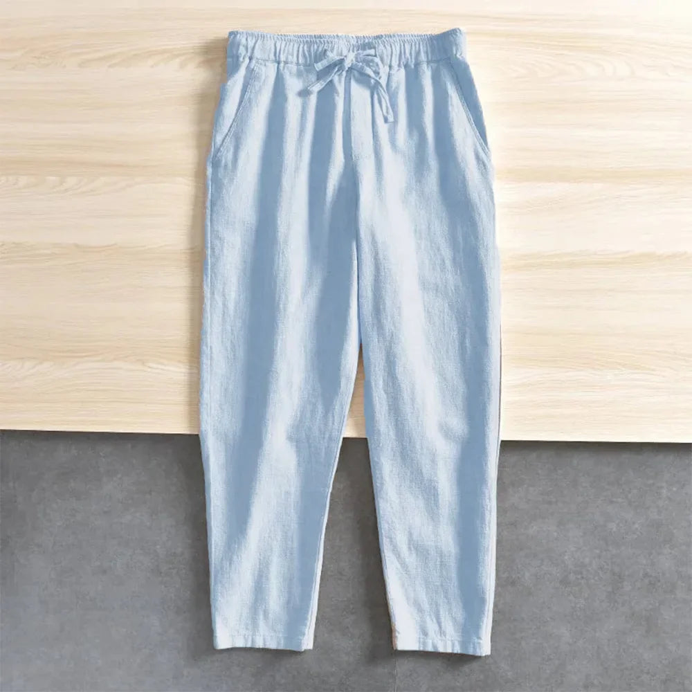 2-Pack Men's Cotton Linen Casual Pants | Lightweight Summer Joggers & Sports Trousers