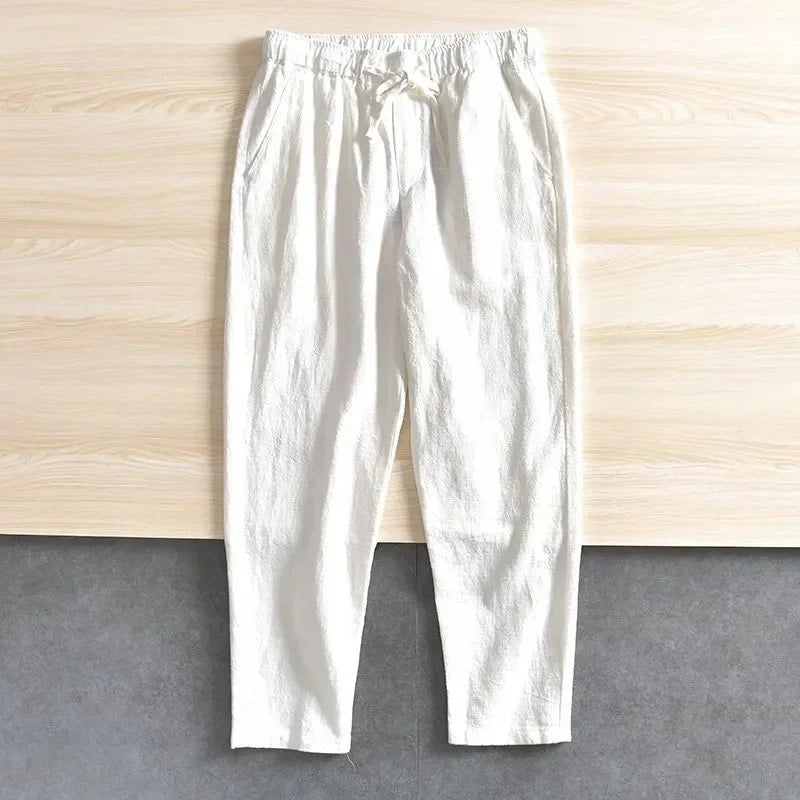 2-Pack Men's Cotton Linen Casual Pants | Lightweight Summer Joggers & Sports Trousers
