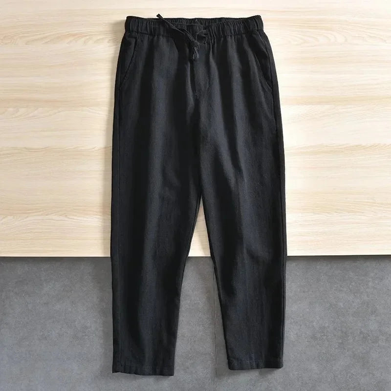 2-Pack Men's Cotton Linen Casual Pants | Lightweight Summer Joggers & Sports Trousers