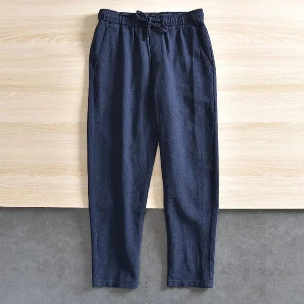 2-Pack Men's Cotton Linen Casual Pants | Lightweight Summer Joggers & Sports Trousers