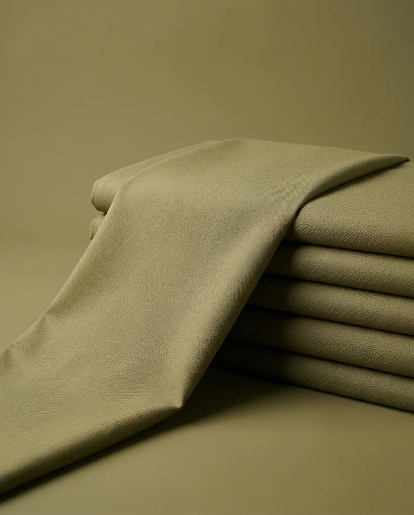 Divine Wash & Wear Olive Green Unstitched Fabric for Men