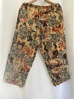Women's Egyptian Rose Print Capri Pants | Cotton Blend Boho Pull-On Trousers with Pockets