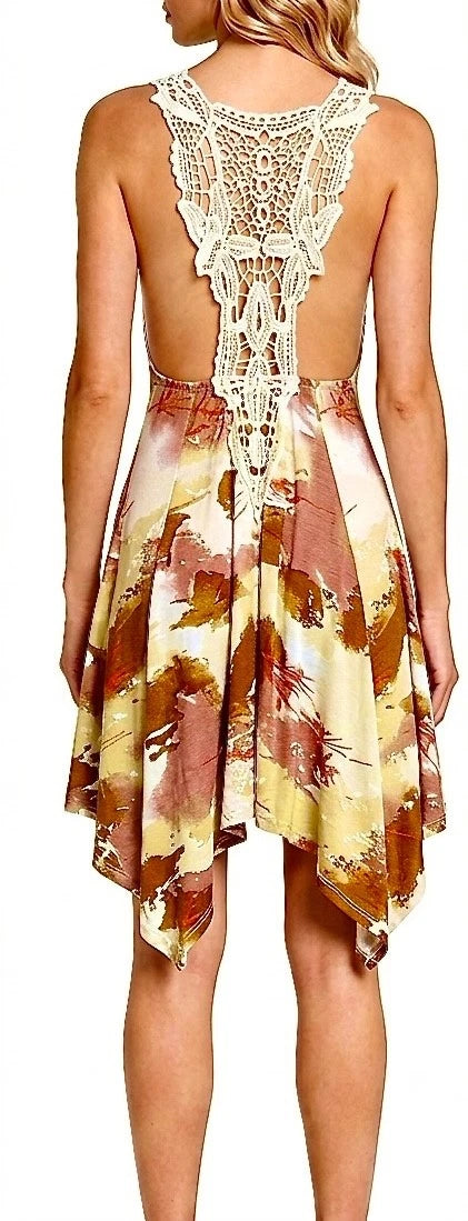 Chanceful Women's Sleeveless Casual Summer Dress A-Line Lace Tank Short Sundress Lightweight Beach Dress