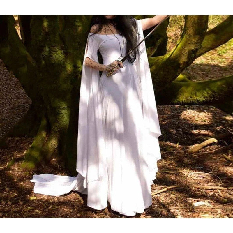 Medieval Renaissance Women's Halloween Costume Flare Sleeve Fantasy Fairy Dress