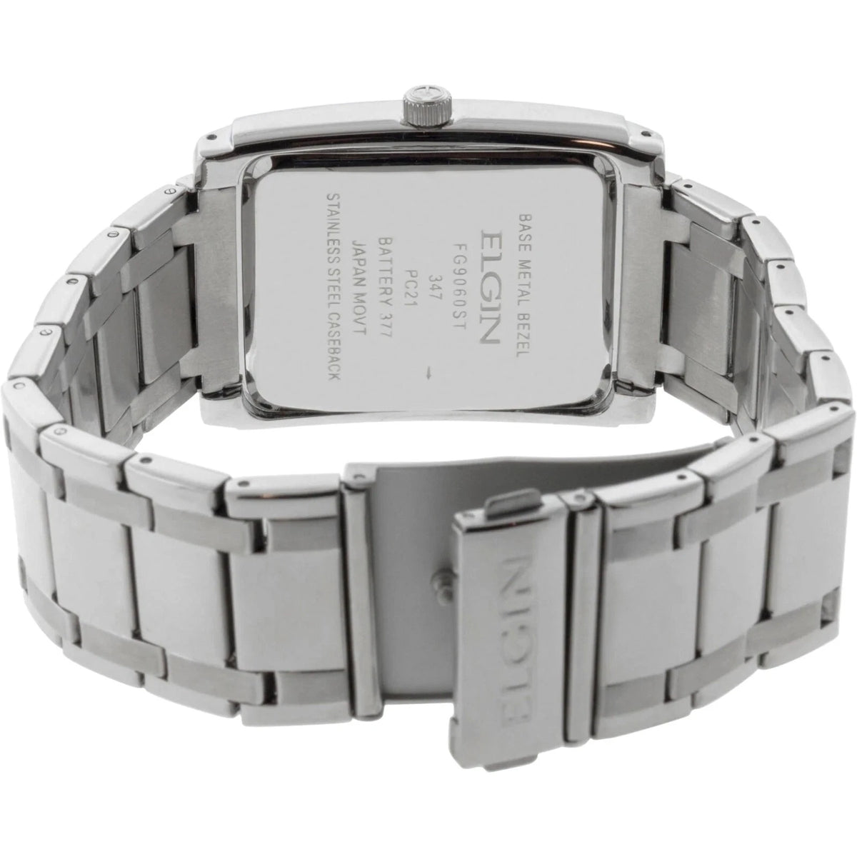 Elgin Men's Silver-Tone Crystal Watch with Black Dial & Cross Bracelet Set | Luxury Quartz Dress Watch Gift Set