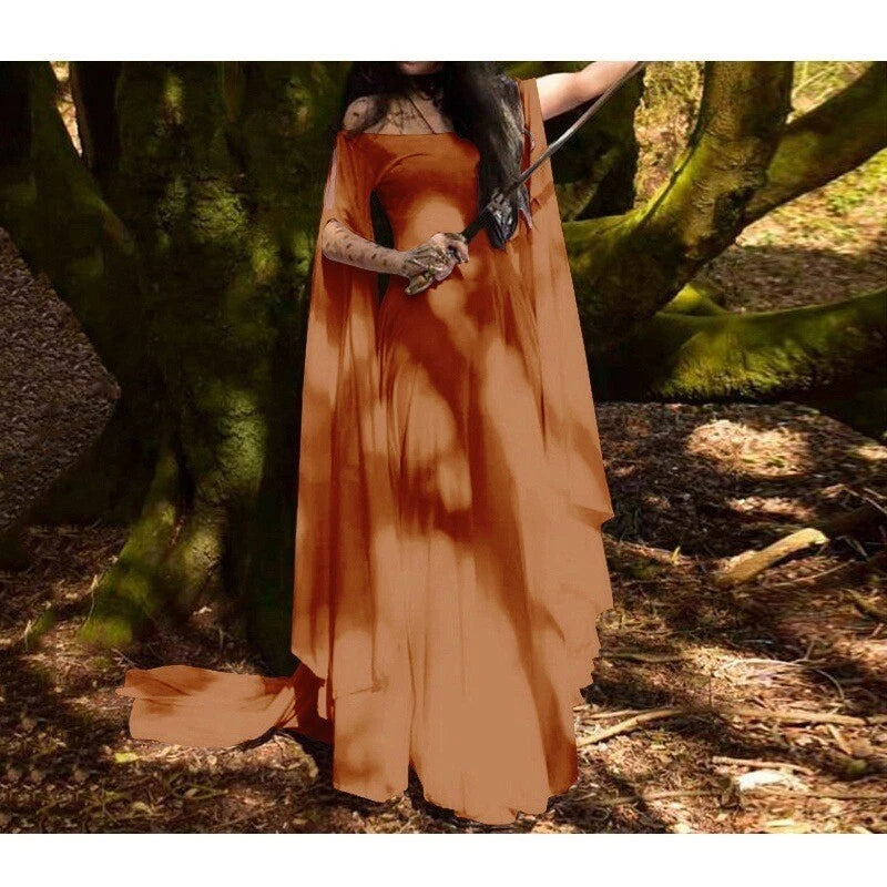Medieval Renaissance Women's Halloween Costume Flare Sleeve Fantasy Fairy Dress