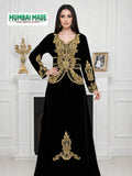 Luxury Black Velvet Kaftan for Women – Elegant Moroccan Style Maxi Dress, Modest Party & Evening Wear