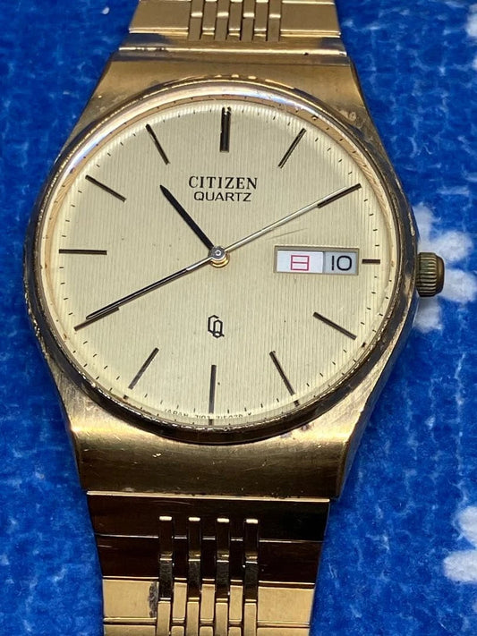 Citizen Quartz Gold Color Men's Watch | Vintage Analog Dress Watch | Working Condition | Gold Tone Wristwatch