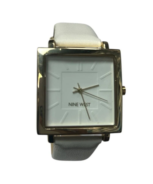 Nine West Women's Gold Dial White Strap Watch – Quartz Analog Fashion Wristwatch