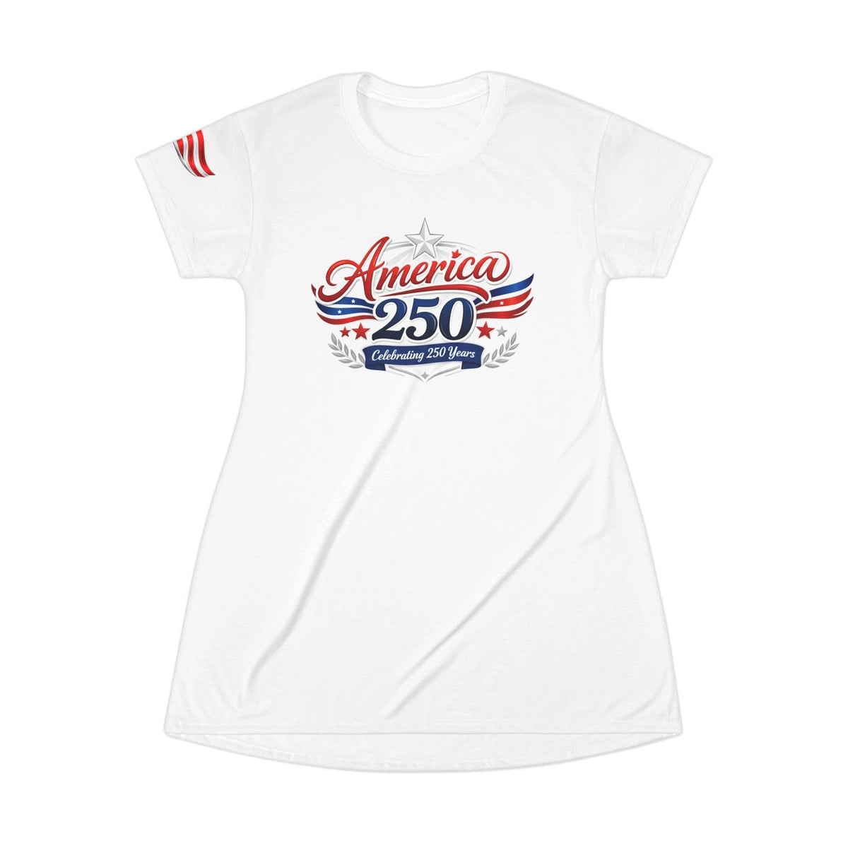 America 250 Celebrating 250 Years T-Shirt Dress – Patriotic USA Independence Day Casual Dress for Women