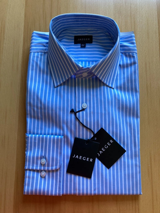 Jaeger Luxury Pure Cotton Men's Long Sleeve Shirt 15.5" | Brand New with Tags