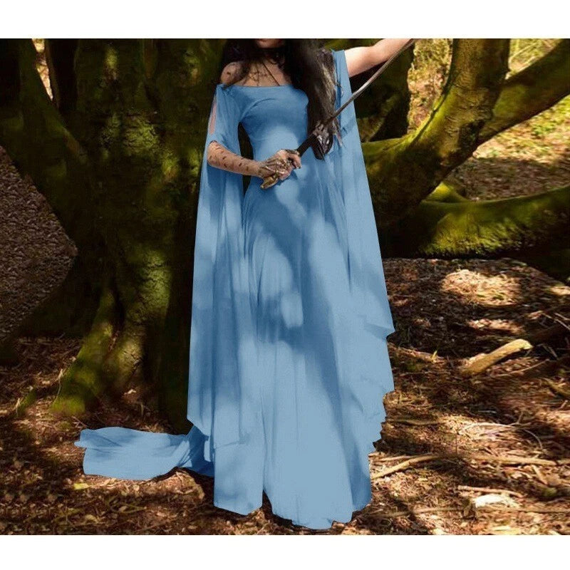 Medieval Renaissance Women's Halloween Costume Flare Sleeve Fantasy Fairy Dress