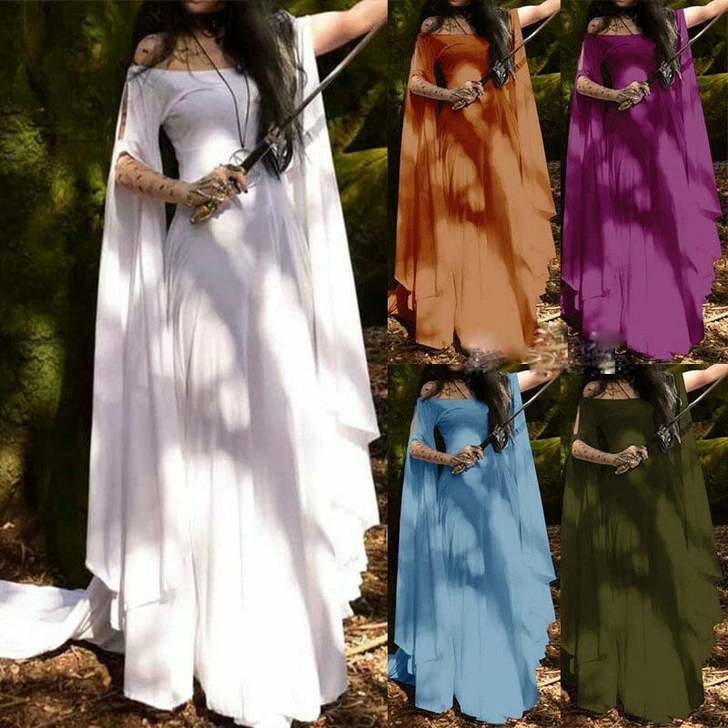 Medieval Renaissance Women's Halloween Costume Flare Sleeve Fantasy Fairy Dress